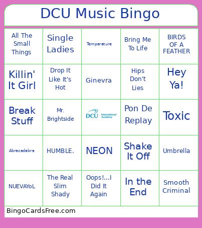 DCU Music Bingo