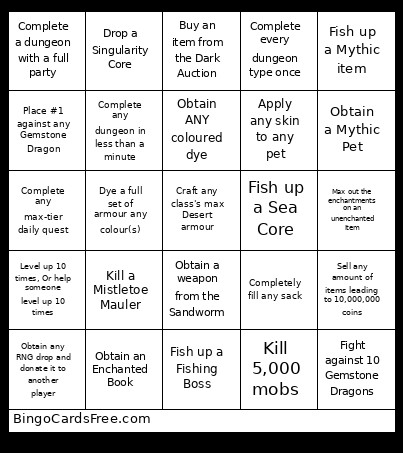 DD Bingo Card