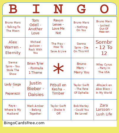 De Grote Centre The Answer Muziek Bingo Card