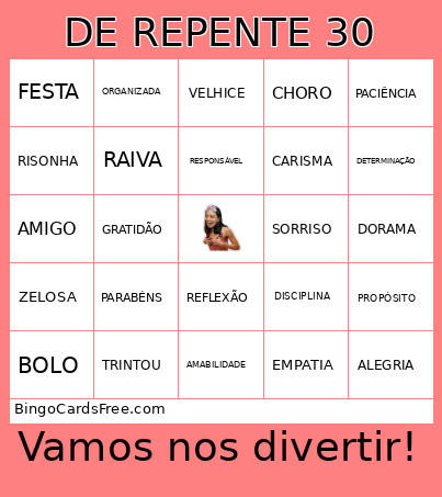 DE REPENTE 30 Bingo Card