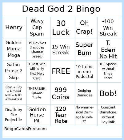 Dead God 2 Bingo