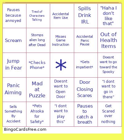 Dead Space Backseat Bingo Cards Free Pdf Printable Game, Title: 