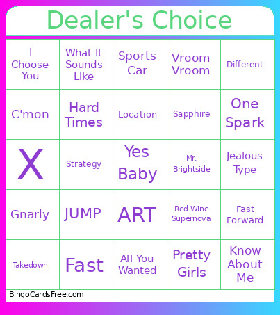 Dealer's Choice Bingo Card