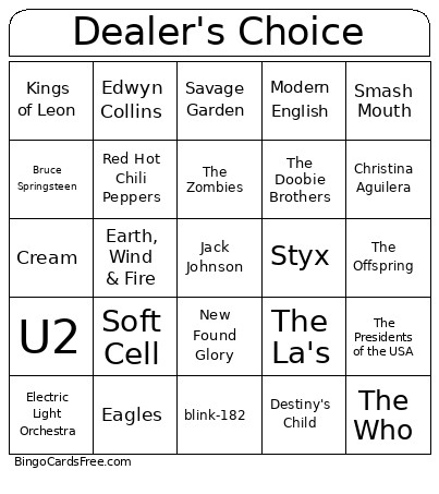Dealer's Choice Bingo Card