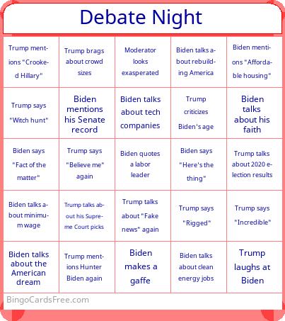 Debate Night Bingo