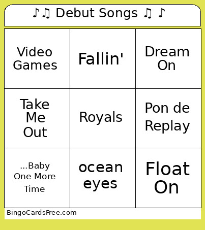 ♪♫ Debut Songs ♫ ♪ Bingo Card