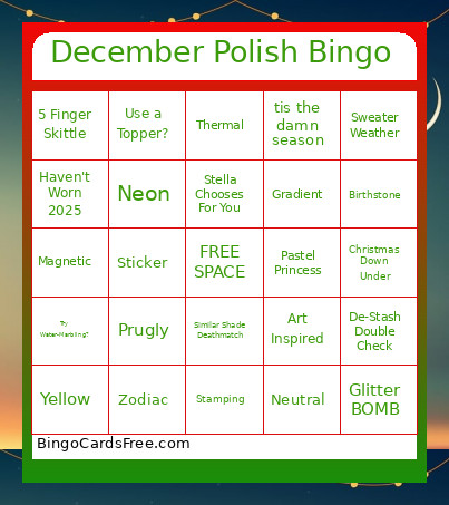 December 2025 Polish Bingo Card