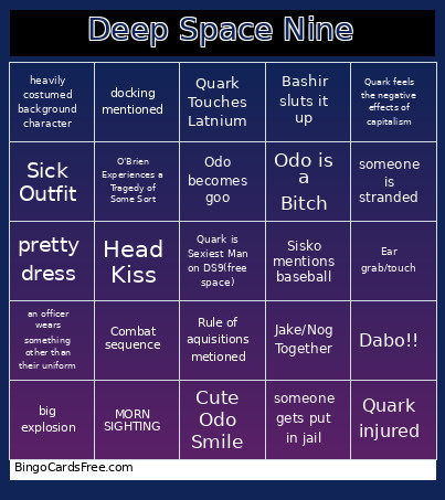 Deep Space Nine Bingo Card