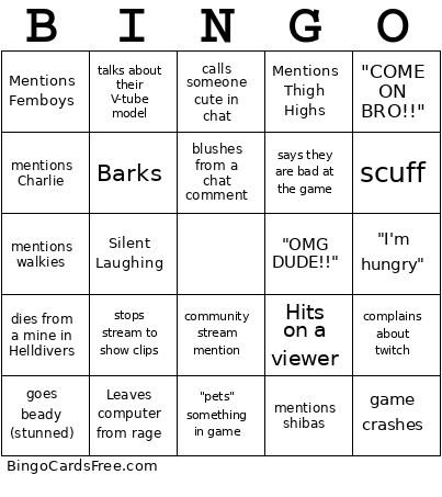 DeKodac Bingo Card