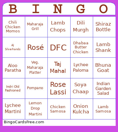 Delhi6 Bingo Card