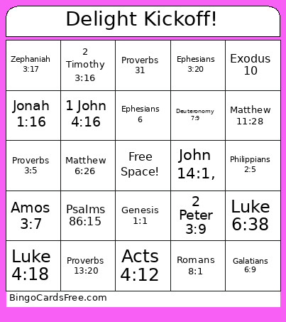 Delight Kickoff! Bingo Card