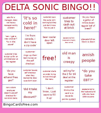 DELTA SONIC BINGO!!
