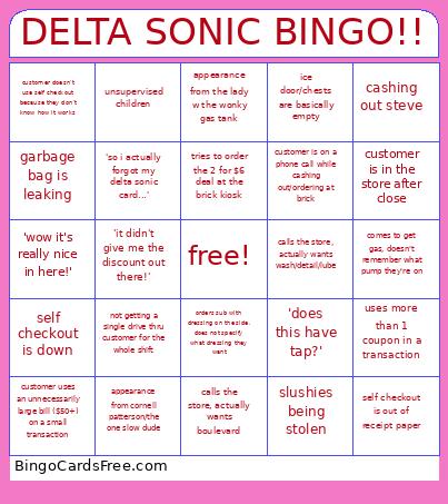 DELTA SONIC BINGO!!
