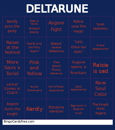 Deltagoon Bingo Card