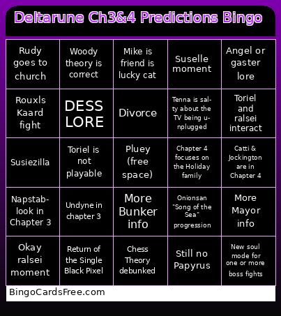 Deltarune 3 and 4 main route bingo