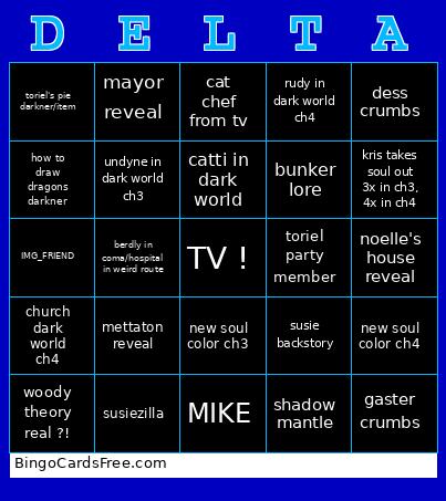 Deltarune Bingo Card 2