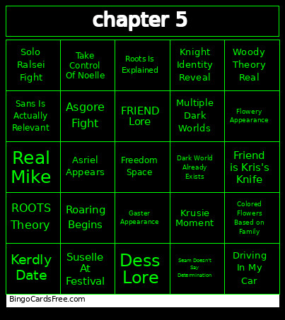 DELTARUNE Bingo Card