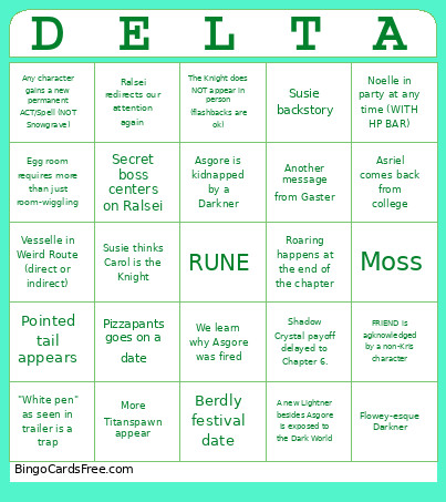 Deltarune Bingo Card 2