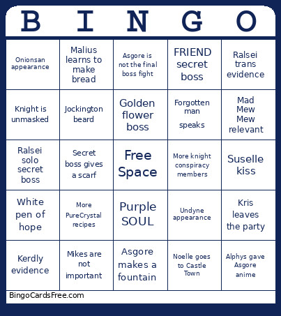 Deltarune Bingo Card