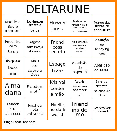 Deltarune Bingo Card