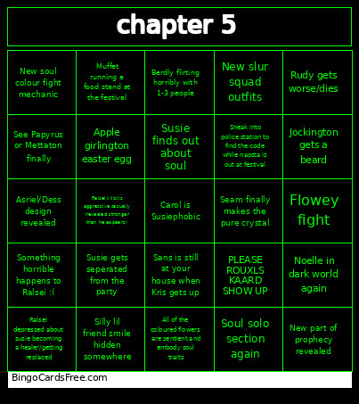Deltarune Bingo Card