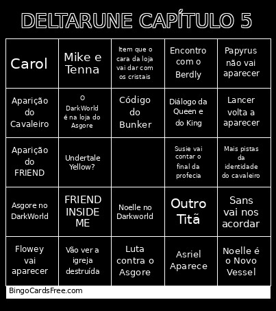Deltarune Capítulo 5 Bingo Card