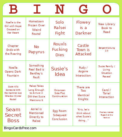 Deltarune Ch. 5 Bingo Card