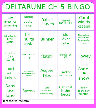 DELTARUNE CH 5 Bingo Card