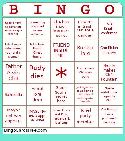 Deltarune Ch3/4 Bingo