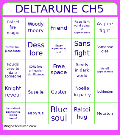DELTARUNE CH5 Bingo Card