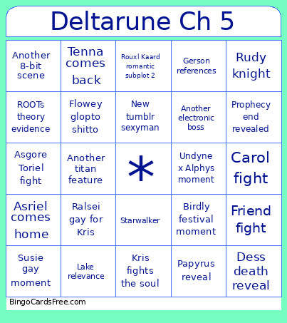 Deltarune Ch5 Bingo Card