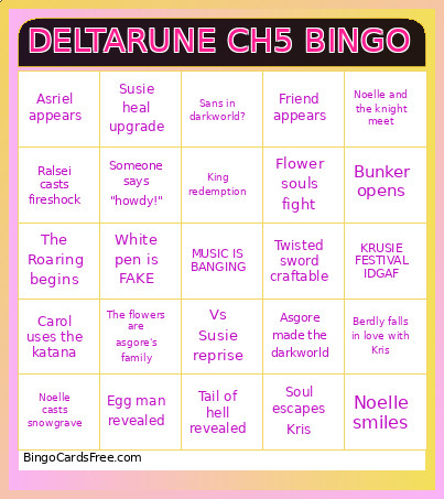 DELTARUNE CH5 Bingo Card