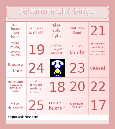 Deltarune Ch6 Bingo Card 2
