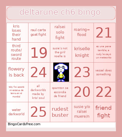 Deltarune Ch6 Bingo Card