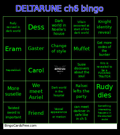 DELTARUNE Ch6 Bingo Card