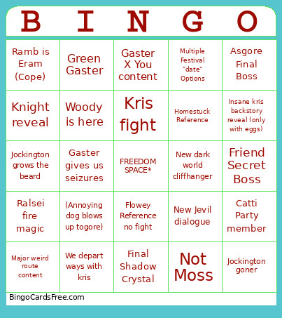 Deltarune Chap. 5 Bingo Card