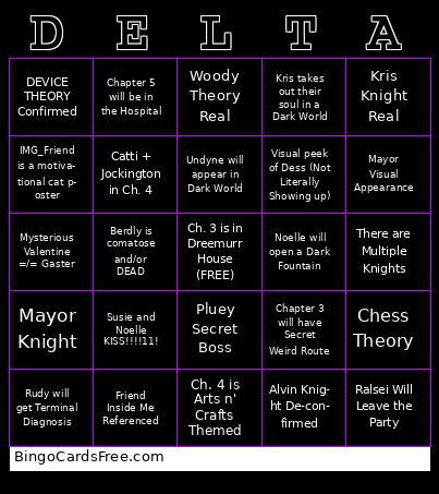 DELTARUNE Chapter 3/4 Bingo