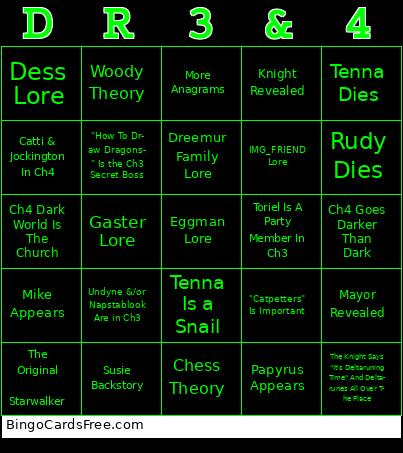 Deltarune Chapter 3 & 4 Bingo