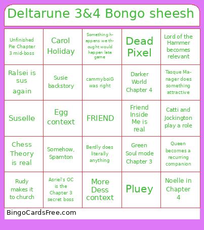 Deltarune Chapter 3&4 Bingo