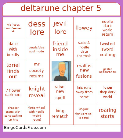 Deltarune Chapter 5 Bingo Card