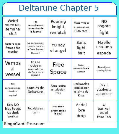 Deltarune Chapter 5 Bingo Card