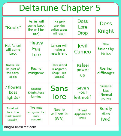 Deltarune Chapter 5 Bingo Card 2