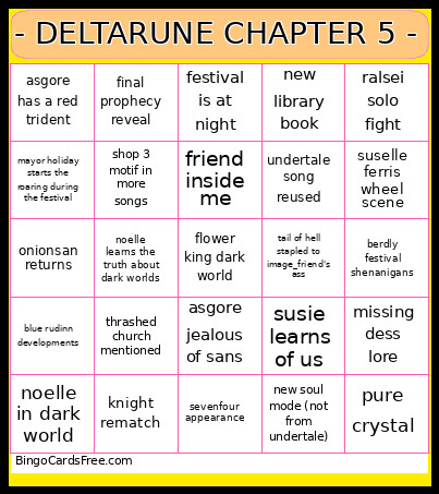 - DELTARUNE CHAPTER 5 - Bingo Card 2