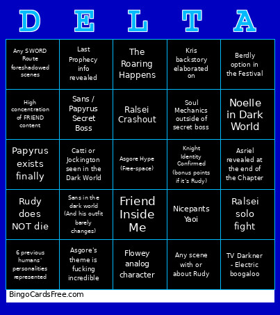 Deltarune Chapter 5 Bingo Card 4
