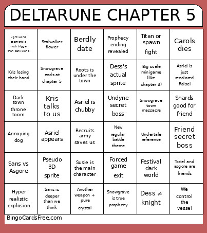 DELTARUNE CHAPTER 5 Bingo Card 3
