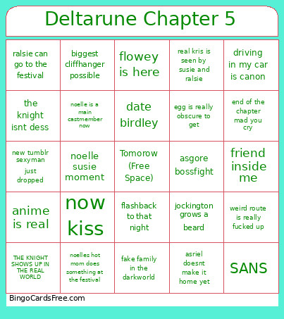 Deltarune Chapter 5 Bingo Card 2