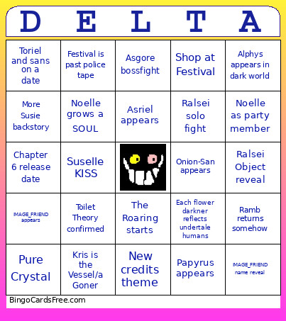 Deltarune Chapter 5 Bingo Card 2