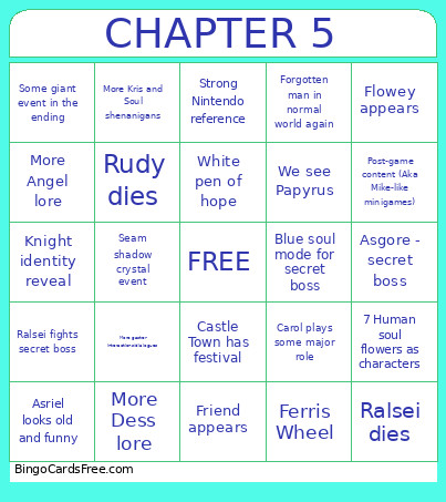 DELTARUNE CHAPTER 5 Bingo Card