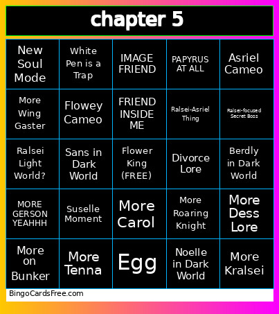 Deltarune Chapter 5 Bingo Card 3