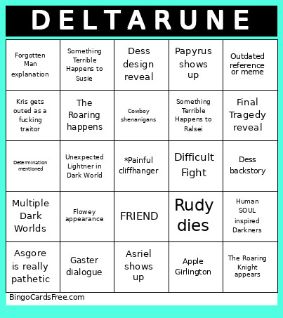 Deltarune Chapter 5 Bingo Card